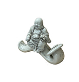 Oriental White Happy Laughing Buddha Ru Yi Porcelain Figure GB023S