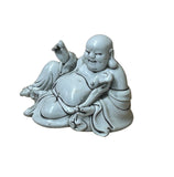 Oriental White Happy Laughing Buddha Ru Yi Deity Porcelain Figure GB024S