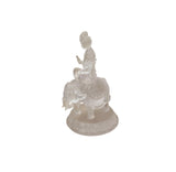White Crystal Glass Liuli Pate-de-Verre Kwan Yin Bodhisattva on Elephant Statue GB025S