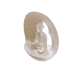 White Crystal Glass Liuli Pate-de-Verre Arch Backdrop Buddha Statue GB027S