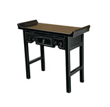 Chinese Black Lacquer Tall Shrine Offering Altar Console Table GB031S