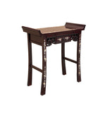 Chinese Rosewood Mother of Pearl Tall Shrine Offering Altar Console Table GB036S