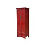 Oriental Classic Slim Red Lacquer Narrow Tall Storage Cabinet GB037S