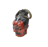 Vintage Asian Black Red Lacquer Demon Guardian Wood Mask Display Art GB051S