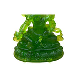4" Green Crystal Glass Tibetan Fortune Double Body Deity Zambala Figure GB060S