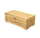 Light Tan Brown Dragon Carving Camphor Wood Trunk Chest GB073S