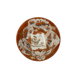 Set Handmade Porcelain Orange Red Flower Graphic Bowl Plate  GB083S