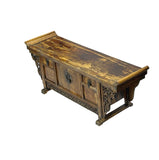 39" Distressed Vintage Chinese Carving Point Edge Chest Table Stand GB104S
