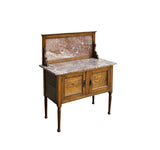 Vintage Medium Brown Rose Pink Marble Stone Top Washstand Side Table Credenza GB110S