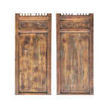 Pair Oriental Bats Floral Geometric Lattice Pattern Tall Wood Door Panel Screen GB111S