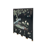 Chinese Black Base Color Flower Birds Graphic Floor Screen Divider GB121S