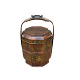 Vintage Oriental Octagonal Golden Graphic Stack Wedding Basket Display GB123S