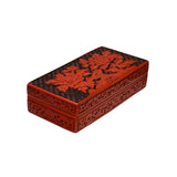 Hand Craft Vintage Chinese Red Lacquer Rectangular Floral Accent Box GB126S