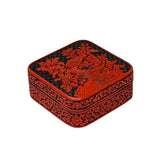 Handcrafted Vintage Chinese Red Lacquer Square Floral Accent Box GB128S