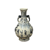 Oriental Cream White Color Blue Eight Immortal Theme Porcelain Vase Art GB134S