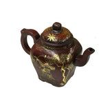 Vintage Chinese Reddish Brown Graphic Zisha Clay Teapot Art Display GB137S