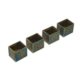 Set of 4 Turquoise Enamel Cloisonne Furniture Feet Metal Bracket GB150S