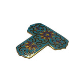 Set of 2 Turquoise Enamel Cloisonne T Shape Metal Decor Plaque Art GB151S