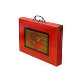 Chinese Flower Bird Red Vinyl Box Regular Size Mahjong Tiles Game Set GB166S