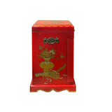 Chinese Oriental Red Dragon Phoenix Mirror Rectangular Jewelry Box GB168S