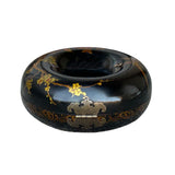 Oriental Black Flower Bird Graphic Donut Shape Container Box GB169S