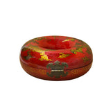 Oriental Red Dragon Phoenix Graphic Donut Shape Container Box GB205S