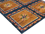 Rectangular Tibetan Style Geometric Medallion Graphic Wool Rug Carpet GB217S