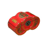 Oriental Bright Red Dragon Phoenix Graphic Circles Shape Container Box GB220S