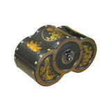 Oriental Black Flower Bird Graphic Circles Shape Container Box GB221S