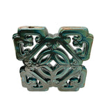 Chinese Ru-Yi Coin Dark Green Mix Glaze Wall Floor Clay Tile GB222S