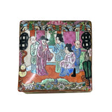 3.75" Oriental Famille Rose Color Graphic Porcelain Square Box GB225S