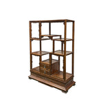 Chinese Vintage Brown Stain Chest Height 51" Curio Display Cabinet GB239AS