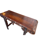 Vintage Oriental Brown Scroll End RuYi Apron Altar Console Table GB243S