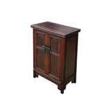 26.75" Natural Wood Pattern Brown Carving 2 Doors Small Cabinet Chest GB254S