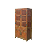 Vintage Brown Oriental Open Bars Doors Display Curio Cabinet Bookcase GB259S