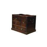Oriental Small Drawer Burl Pattern Accent Treasure Chest Box GB265S