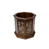 Chinese Brown Natural Patina Mother of Pearl Brush Pen Holder Art GB267S
