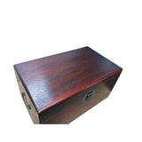 Oriental Plain Surface Brown Natural Wood Small Trunk Chest Box GB272S
