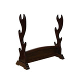 Chinese Brown Wood Horizontal Pen Brush Holder Display Rack GB274S