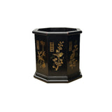 Chinese Dark Brown Natural Patina Mother of Pearl Brush Pen Holder Art GB277S