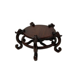 4.75" Dark Brown Round Top 5 Curved Legs Wood Display Stand Riser Easel GB278S