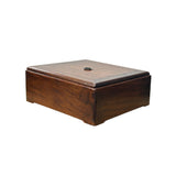Oriental Plain Surface Brown Natural Wood Small Square Accent Box GB279S