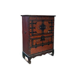 Oriental Brown Black Hardware Drawers Accent Storage Cabinet GB288S