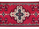 Long Rectangular Red Geometric Medallion Graphic Wool Rug Carpet Runner GB295S