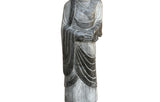 Chinese Weathered Black Gray Patina Stone Standing Monk Luohan Arhat Statue GB301S