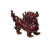 Chinese Artistic Purple Red Oxblood Color Glaze Ceramic Fengshui Pixiu Figure GB311S