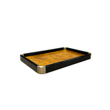 Chinoiseries Golden Brown Burl Rectangular Wood Accent Tray GB313S
