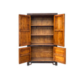 Chinese Distressed Turquoise Brown Large Armoire Wardrobe Cabinet GB320S