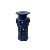 Oriental Ceramic Clay Navy Blue Round Tall Pedestal Display Stand Table GB325S
