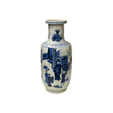 Oriental Blue White People House Gathering Graphic Porcelain Art Vase GB331S